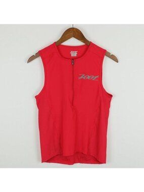 Zoot Men's Small Red 1/2 Zip Crewneck Active Triathlon Tank Top